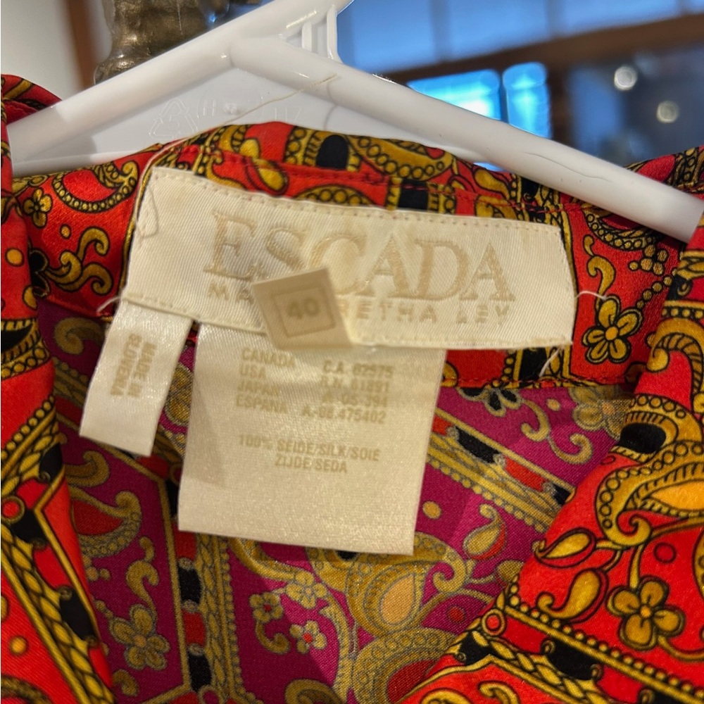 Escada Red and Orange Patterned Blouse - Picture 3 of 5